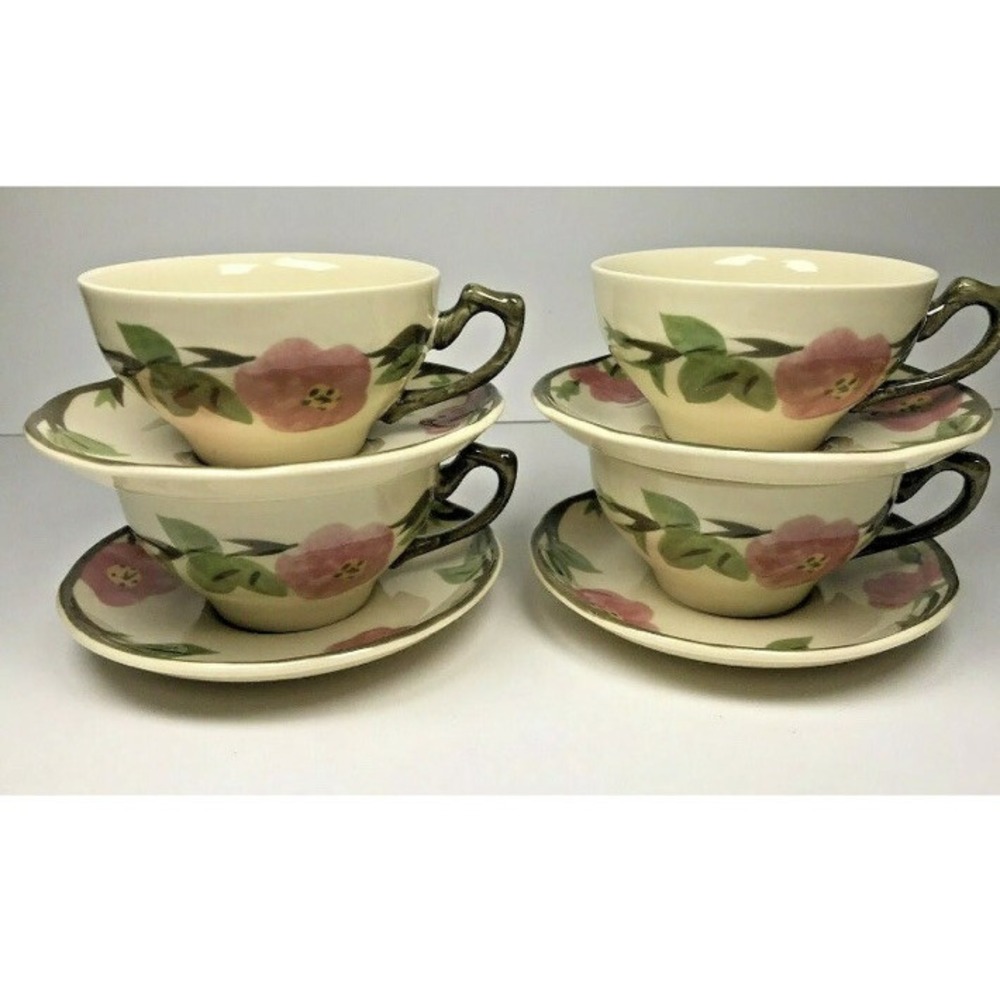 Franciscan Desert Rose 4 Coffee Tea Cups and 4 Saucers Made in USA